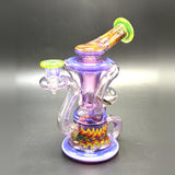 The recycler from the front, green accents on the mouthpiece and the handmade 10 mm joint