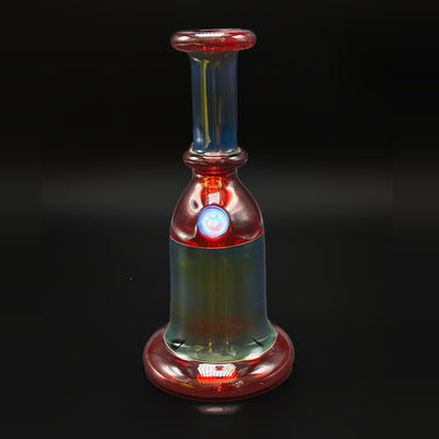 Arko Glass signed mini tube, seven and a half inches tall, the opal marble facing the camera