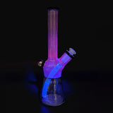 Antho Glass UV mini tube under blacklight, the body reading purple and the diffuser reading bright blue