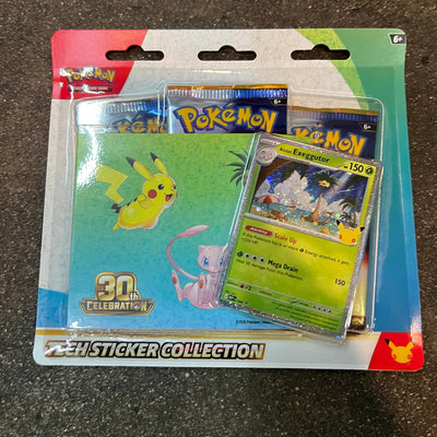 Pokémon TCG 30th Celebration Tech Sticker Collection, Alolan Exeggutor, front, factory sealed, on the High Tide shop floor in Santa Barbara