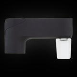 Puffco Pivot Glass Adapter in Onyx, seen from the side, matte black body with the clear glass joint below it.