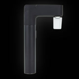 The Puffco Pivot Glass Adapter twisted onto a Pivot, upright, with the glass joint facing down.