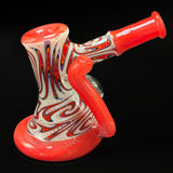 The same bubbler from the other side, reverse ball line work through the body and the mouthpiece angled up to the right
