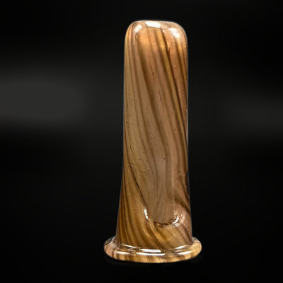 Wood Grain glass top for the Puffco Pivot by @glassartbyshaggy, brown grain running the length of it, front view