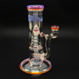 The same piece from the other side, the arm and joint on the right, amber and purple through the lip wrap and foot