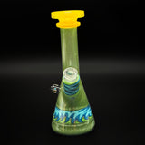 The same hand blown tube turned front on, the 14 mm joint facing the camera with its worked collar, and the band of color around the foot