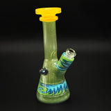 Three-quarter view of the VP Glass mini tube, the opal marble on the body and the joint angled out to the right