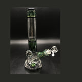 Wil Glass x Hampton tube, inside out Experimental Green #5 frit at the base and mouthpiece, shown with a bowl that is not included