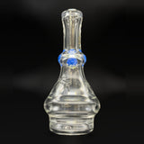 Clear dry Puffco Peak top by Wil Glass, from the back, blue band at the neck