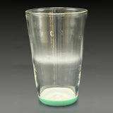 Wil Glass double layer cup II, side profile, clear glass with carving and a Tidepool green foot