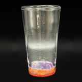 Wil Glass bricked up cup, side profile, clear glass with carving and a brick-pattern Aurora foot