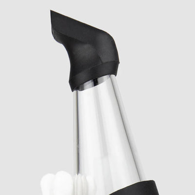 Puffco Peak Pro travel pack fitted over the glass, black mouthpiece cover in place.